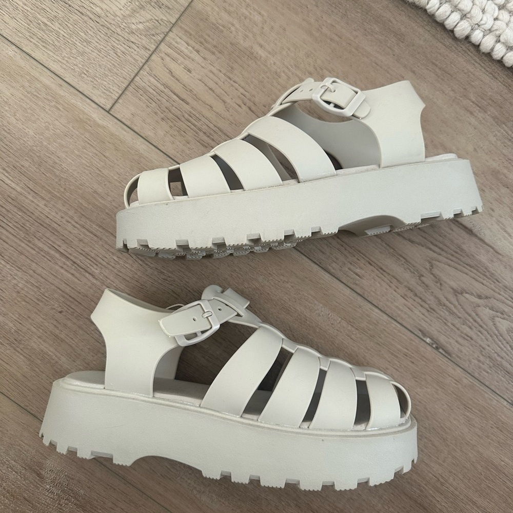 Zara White Chunky Platform Sandals